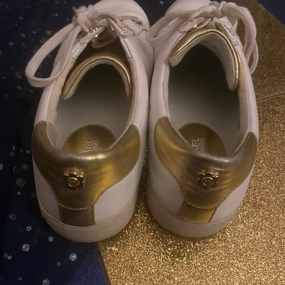 MICHAEL KORS GOLD FLORAL Sneakers DAZZLING RARE - Picture 6 of 8